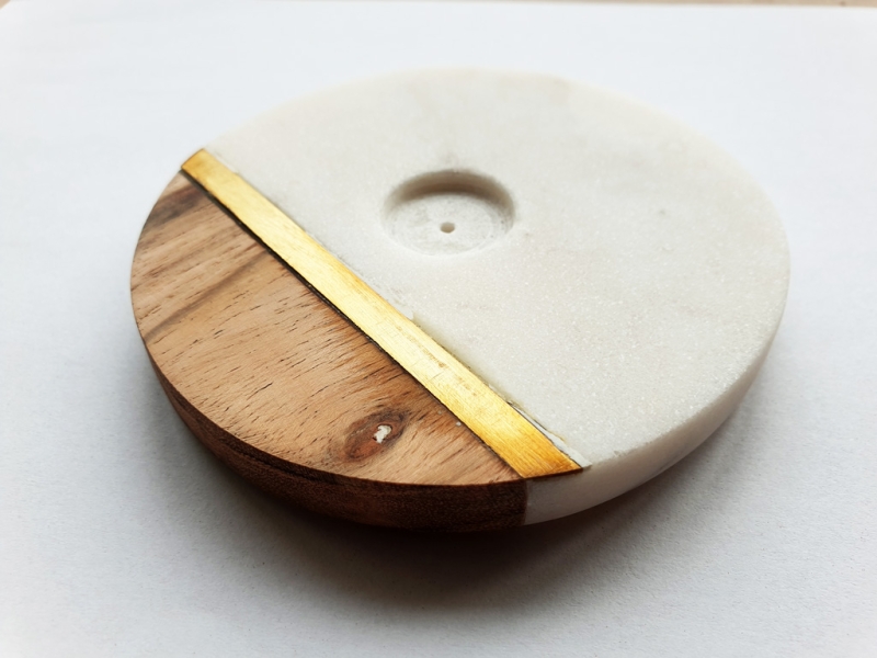 Design - Räucherstäbchenhalter aus Marmor, Holz, Messing
