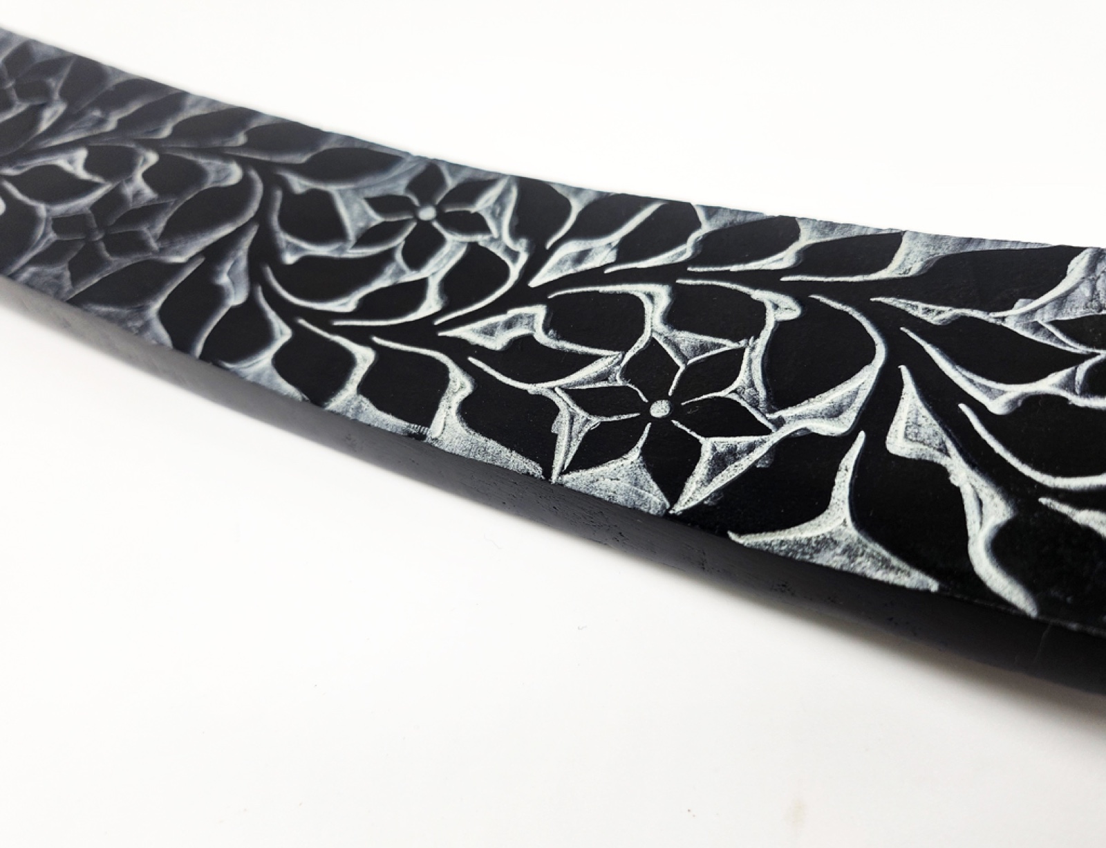 Incense stick holder soapstone with floral relief