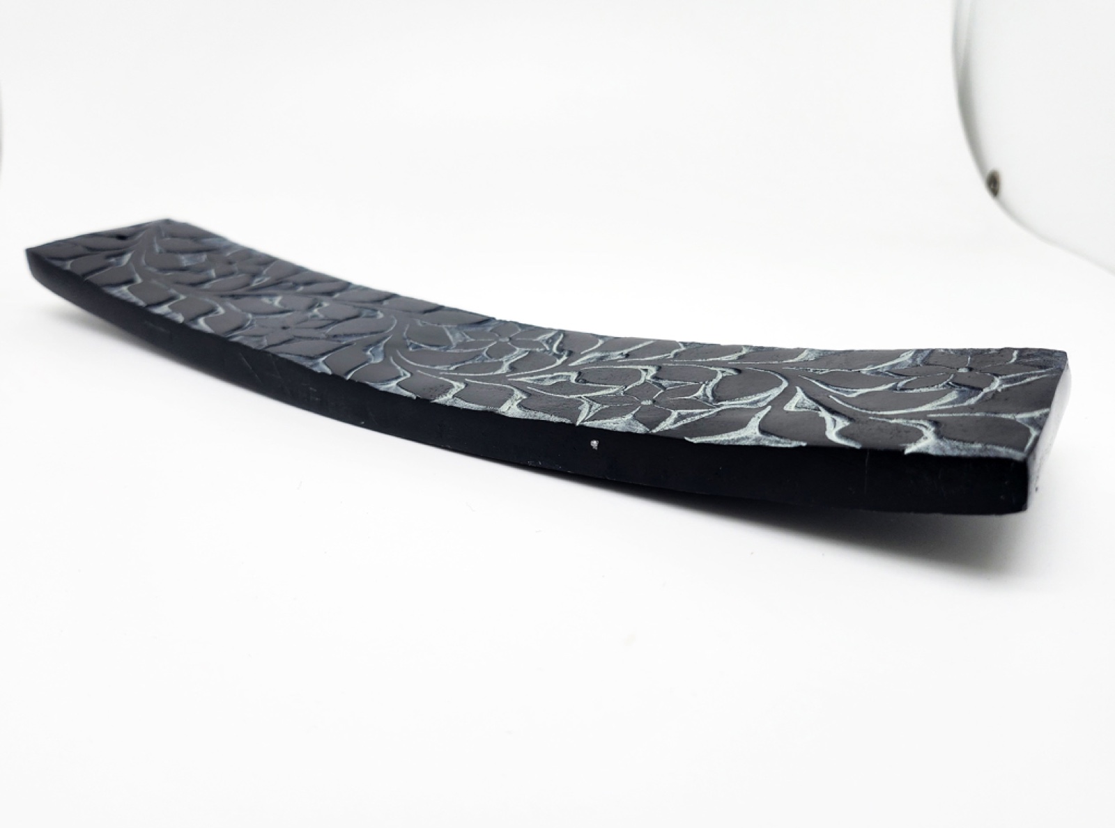 Incense stick holder soapstone with floral relief