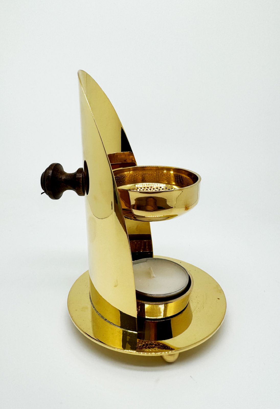 Frankincense burner brass, Holzgriff, verstellbar